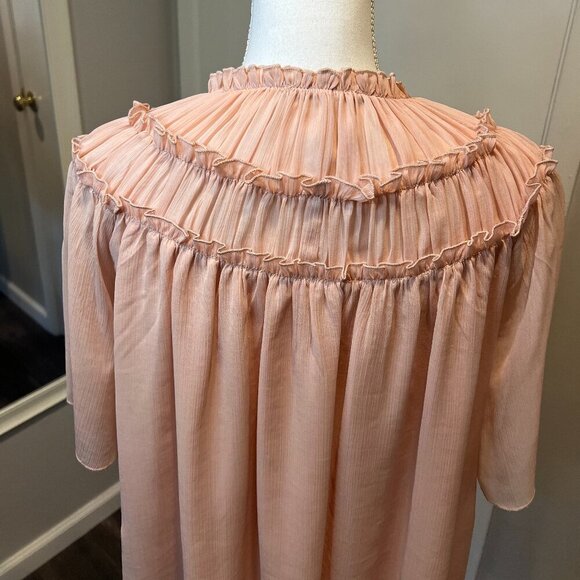 Zara Light Pink Ruffled Short Sleeve Blouse, Size Small - Picture 14 of 16